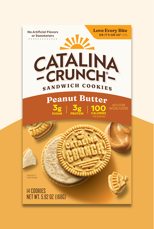 Front of box image of Catalina Crunch Peanut Butter Cookies.