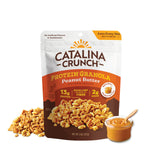 Catalina Crunch Protein Granola Peanut Butter package with granola and peanut butter on a white background
