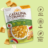 Catalina Crunch Protein Cereal package with nutritional information on a green background