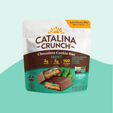 Catalina Crunch Chocolate Cookie Bar packaging on a light blue background