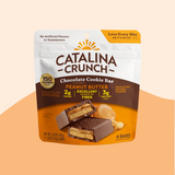 Catalina Crunch Chocolate Cookie Bar Peanut Butter packaging on a beige background