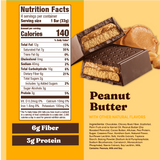 Nutrition label and packaging of a peanut butter bar with ingredients listed.