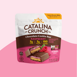 Catalina Crunch Chocolate Cookie Bar packaging on a pink background